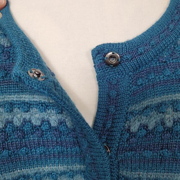 Chadwick's Womens Striped Textured Knit Half Sleeve Teal Green Sweater Size XL - Picture 6 of 8